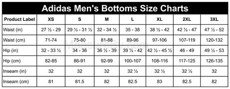 Adidas tights size chart